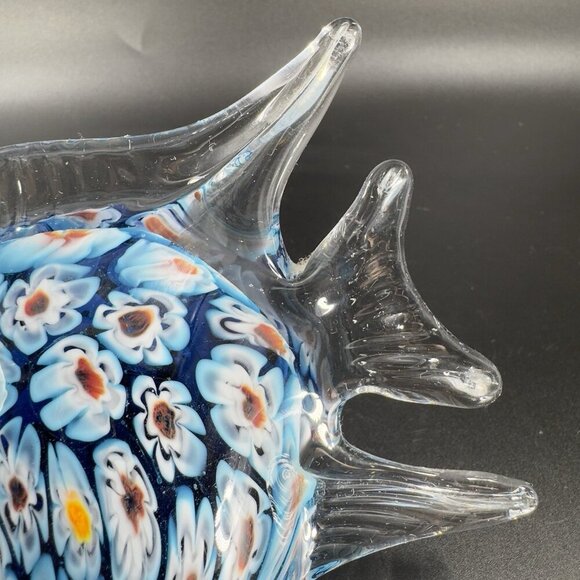 Vintage Venetian Glass Fish Figurine Paperweight With Heavy Millefiori Glass VTG - Picture 5 of 11
